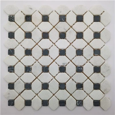 Prismatic Carrara Blend Marble Mosaig Marble Penny